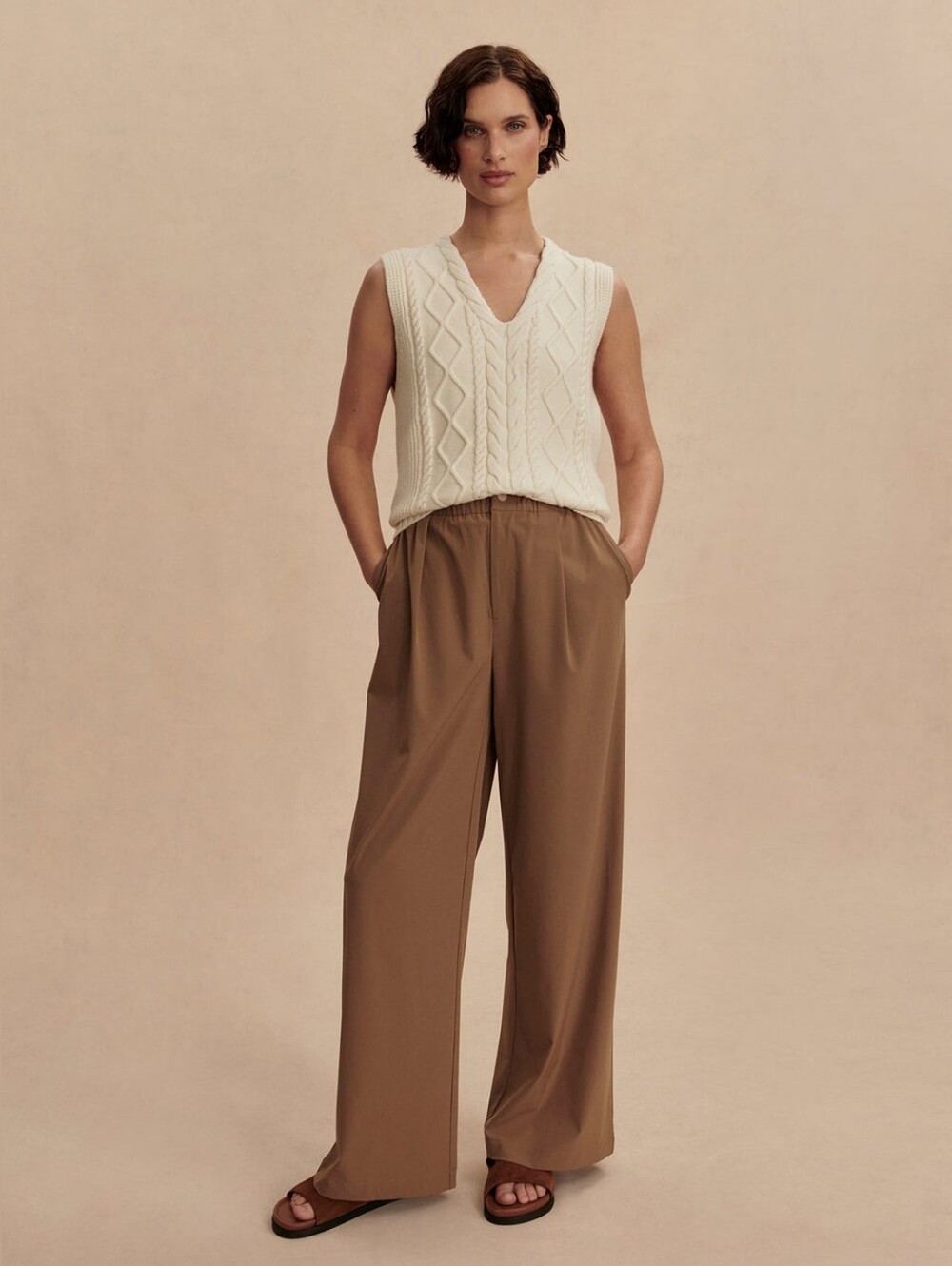 Varley Kayson Wide Leg Pant 29.5” Taupe Stone Travel Modern Capsule Wardrobe